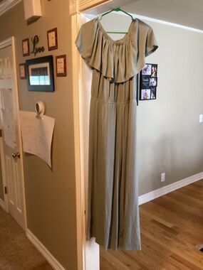 Cato Sage Green Ruffle-Top Jumpsuit